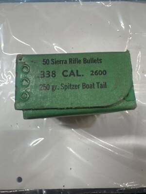 Sierra .338 Cal 250gr Spitzer Boat Tail GameKing Bullets #2600 – ~45ct