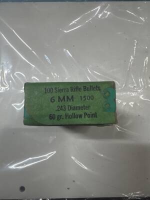 Sierra 6mm 60gr Hollow Point Varminter Bullets #1500 – ~95ct