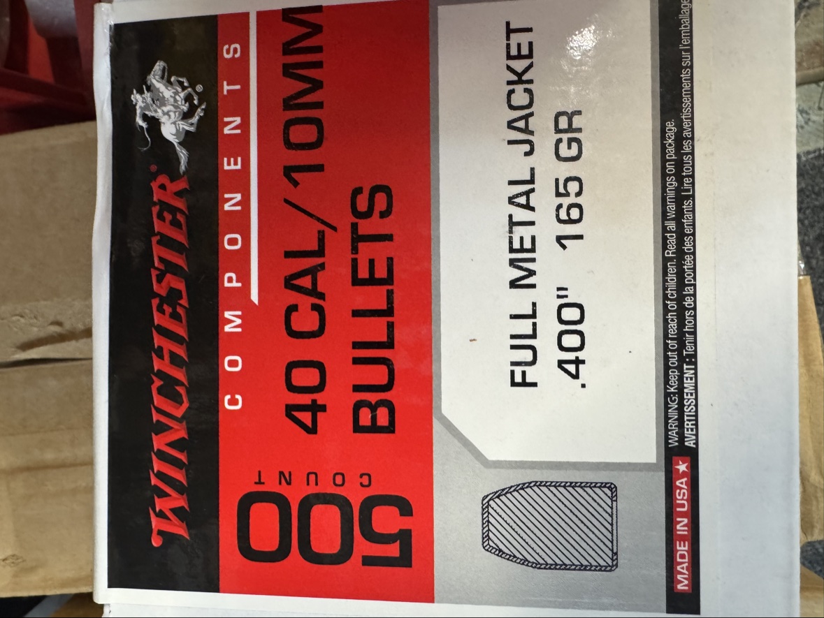 Winchester 40 Cal/10mm 165gr FMJ Bullets – 500ct